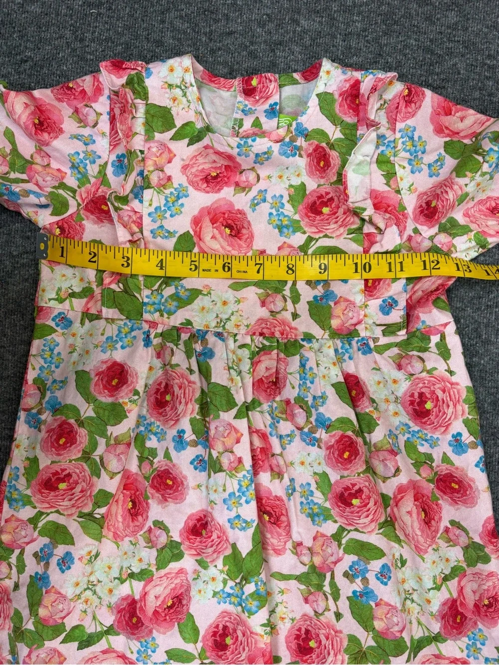 Classic Whimsy Olivia Dress Girls Size 7 Pink Rose Floral Ruffle Sleeve